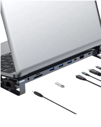 Base Conecta — Soporte y Hub 10 en 1 para Laptop